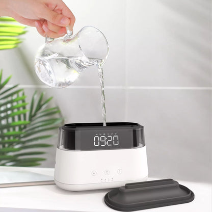 Elegant Alarm Clock with Oil Diffuser, Flame Simulation, Night Light & Timer
