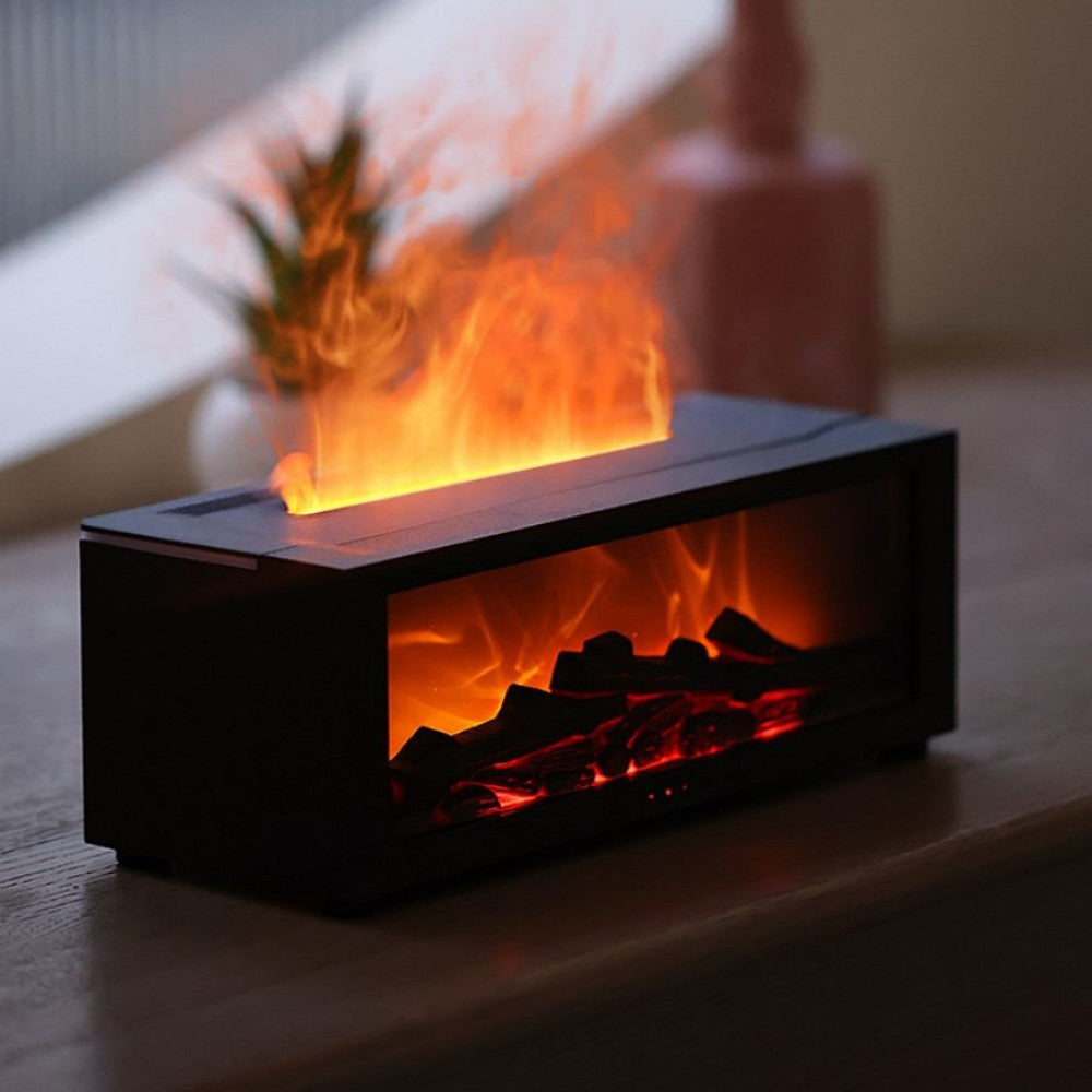 USB Fireplace Diffuser – Aromatherapy Humidifier with Colorful Flame