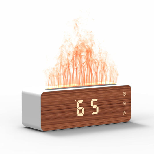 Flame Aromatherapy Humidifier with Clock & Desktop Night Light & Diffuser