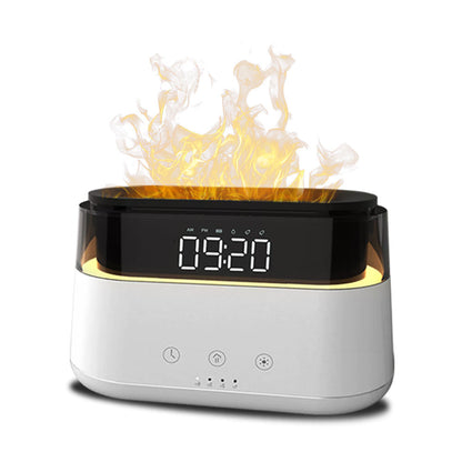 Elegant Alarm Clock with Oil Diffuser, Flame Simulation, Night Light & Timer