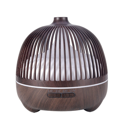 Birdcage Ultrasonic Humidifier with Aromatherapy – Hollow Wood Grain Design for Home & Office